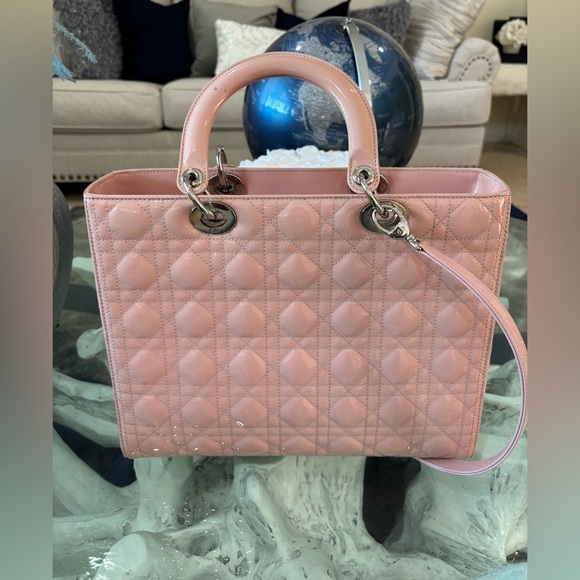 Authentic Christian Dior Lady Dior Large Top Handle Bag
 in Pink Retails at$6500 - Picture 4 of 15